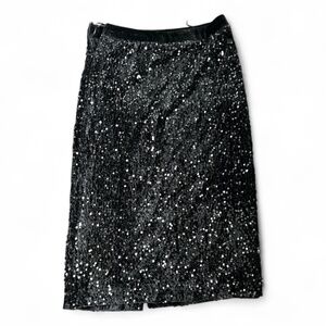 CHANNING TOE Black Velour Black Sequin Holiday Midi Skirt US XL